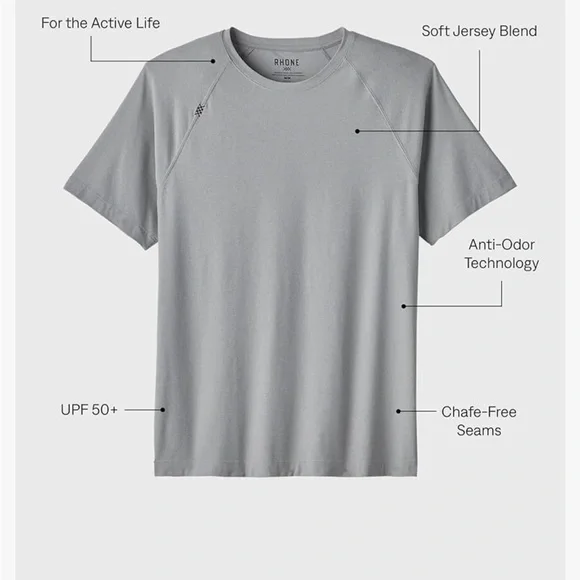 RHONE Reign Campsite Green Heather Short Sleeve Performance T-Shirt Size M - Picture 10 of 10